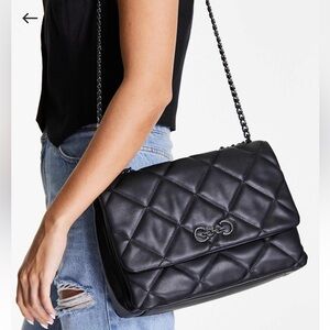 Topshop ASOS Black Quilted Chain Shoulder Bag